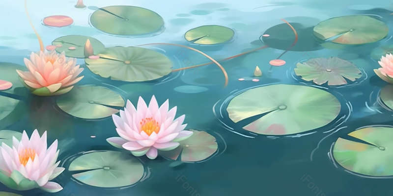绿色清爽夏天夏至二十四节气荷花在池塘里绽放中国风背景插画,插画/手绘图,插画/手绘图库,插画/手绘图下载,插画/手绘